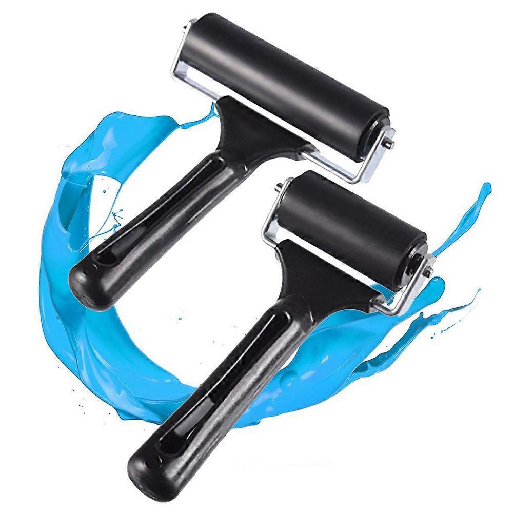 Black Rubber Rollers with Durable Metal Frame for Smooth Printing and Stamping   Comfortable Grip Ink Applicator Tools for Block Printing and