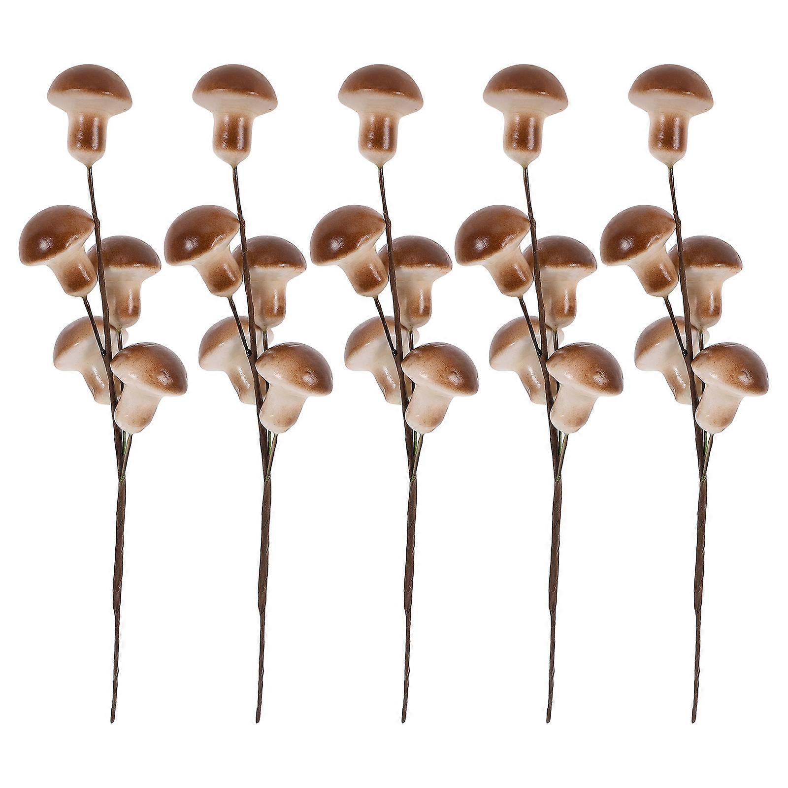 Mini Mushroom Decorations 4Pcs Fake Mushroom Simulation Foam Mushroom Picks for Realistic Design Coffee