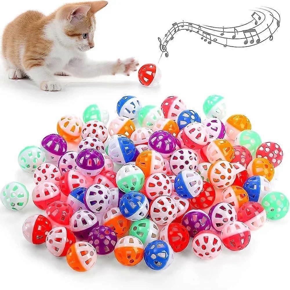 Cat Toys 12PCS - 6/100 Pack Colorful Balls with Bells and Rattle, Interactive Play for Cats, Random Colors