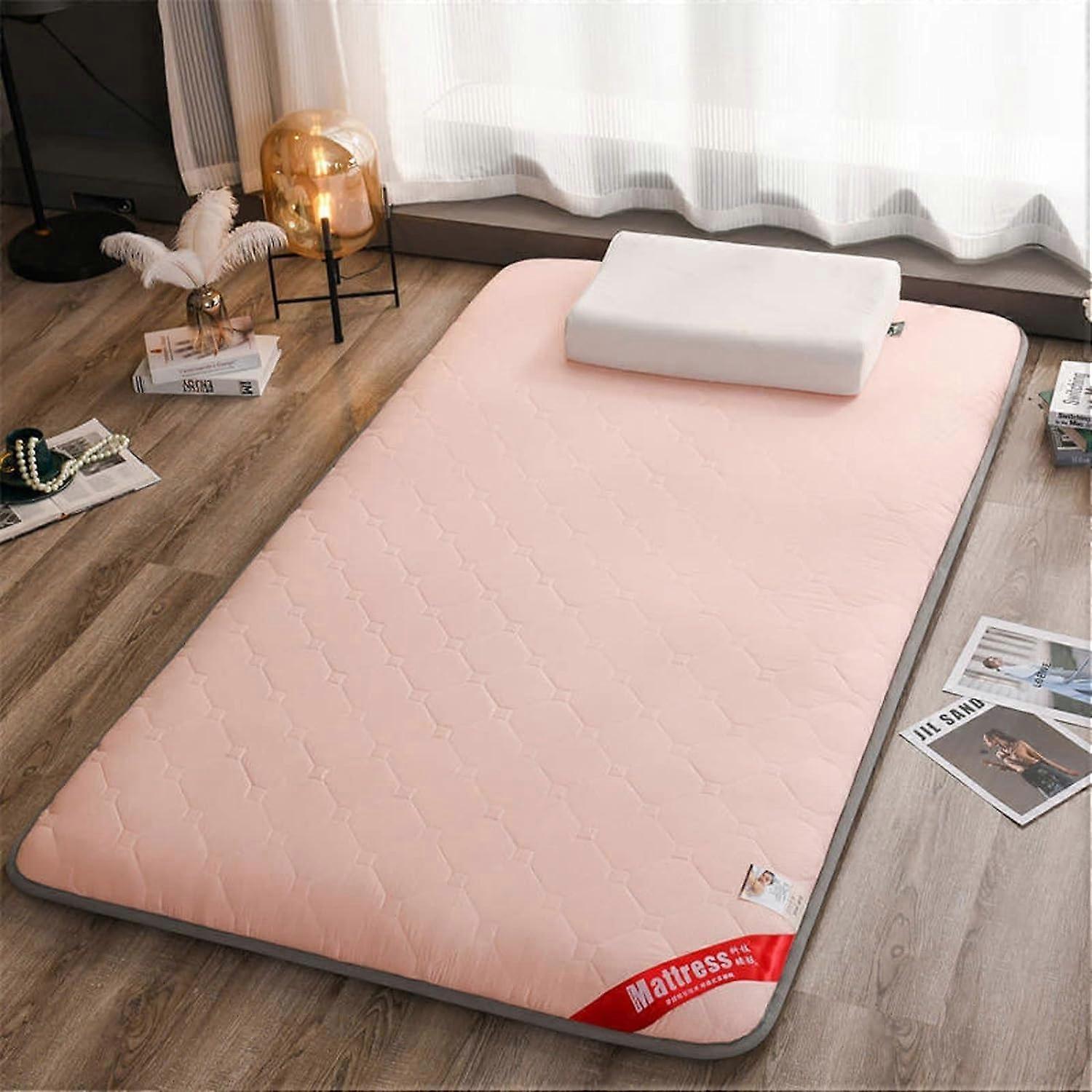Folding Mattress, Japanese Futon Floor Mat, Full Size, Rollup Mattress (Pink, 120x200cm)