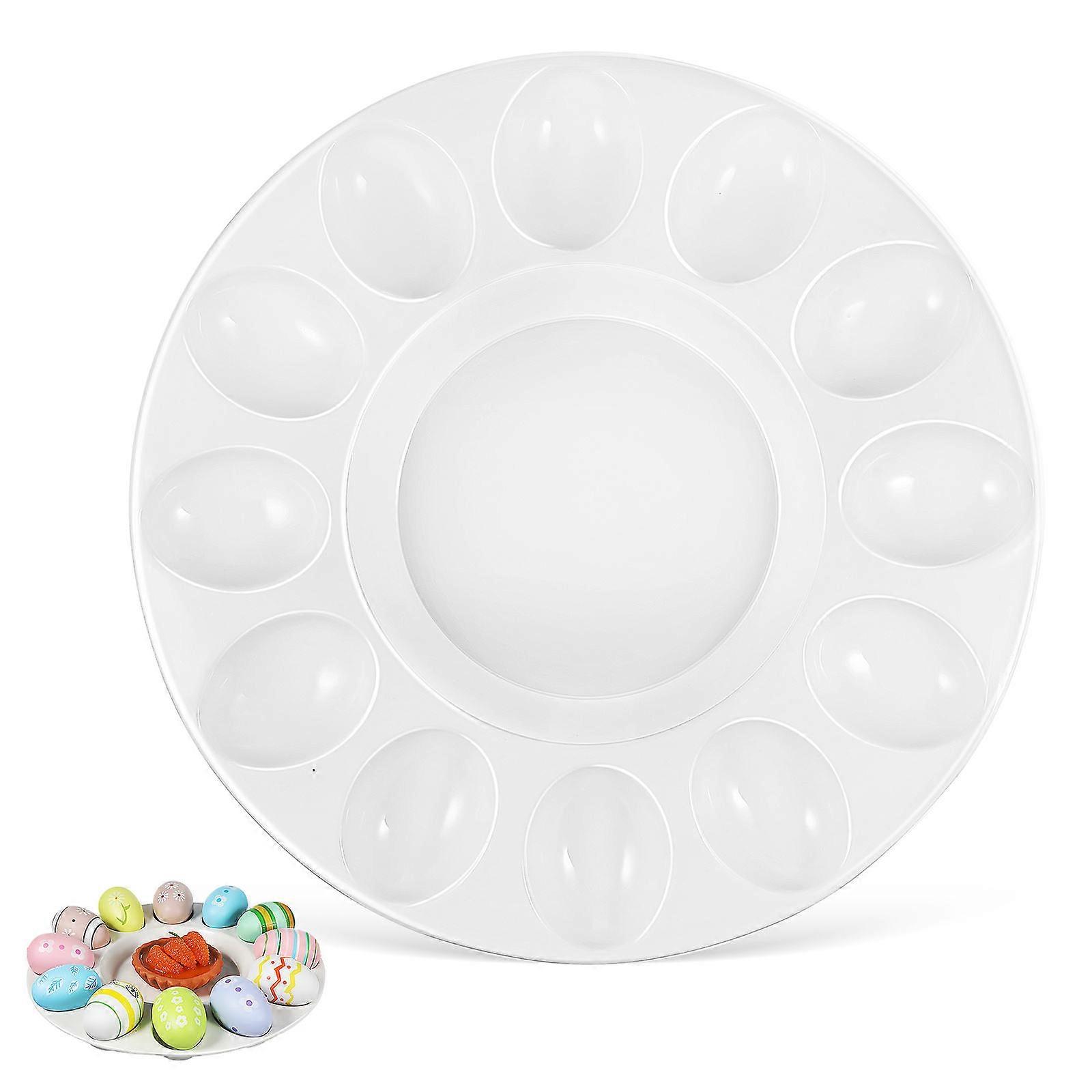 Holiday Egg Serving Platter Ceramic Deviled Egg Tray Easter Table Setting 10.5 Inch Egg Keeper 1Pcs