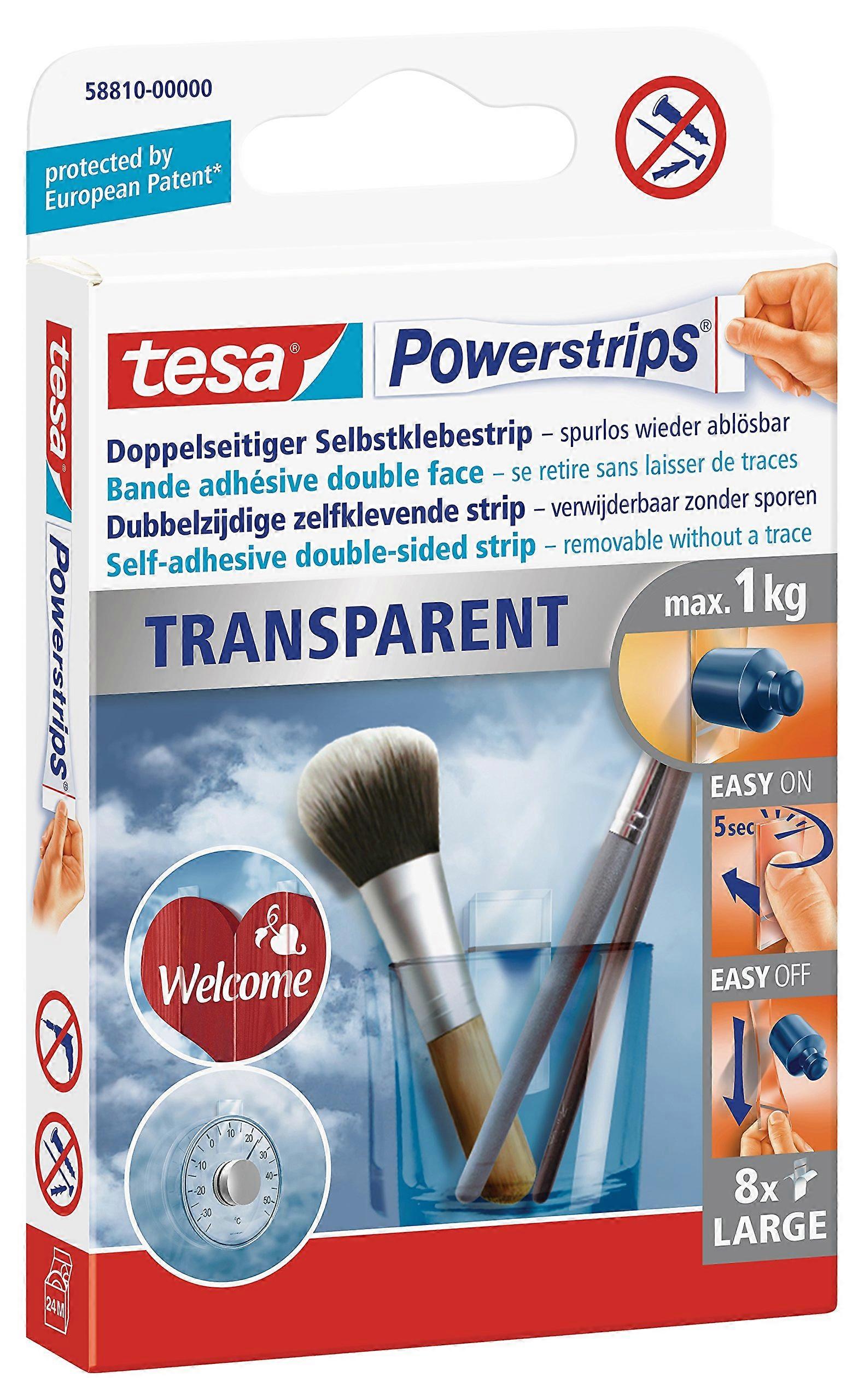 2x Tesa Powerstrips 58810 Καρτέλες αρχειοθέτησης διαφανείς μεγάλες