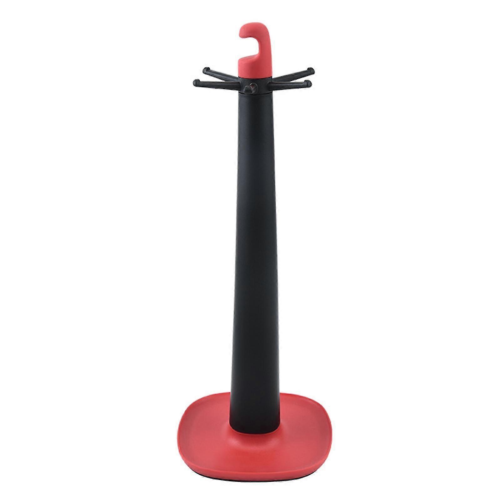 Rotary Kitchen Utensil Organizer Rack with Non-Slip Base - Red