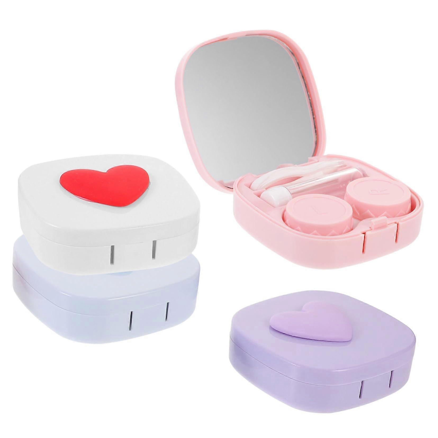 Coloured Contact Lens Boxes Set of 4 with Mirror, Lens Case Organizer and Portable Storage for Travel