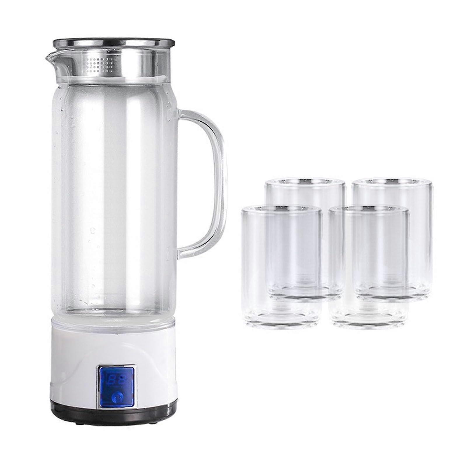 H Water Ionizer Bottle 1000 Fast Electrolysis in 3 Minutes Glass Texture Suitable for Home Office and Travel Use White