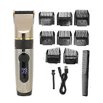 Máquina de cortar cabelo USB LCD à prova d'água 2200mAh Bateria de lítio Aparador de cabelo com 8pcs Guia CombYMMR)