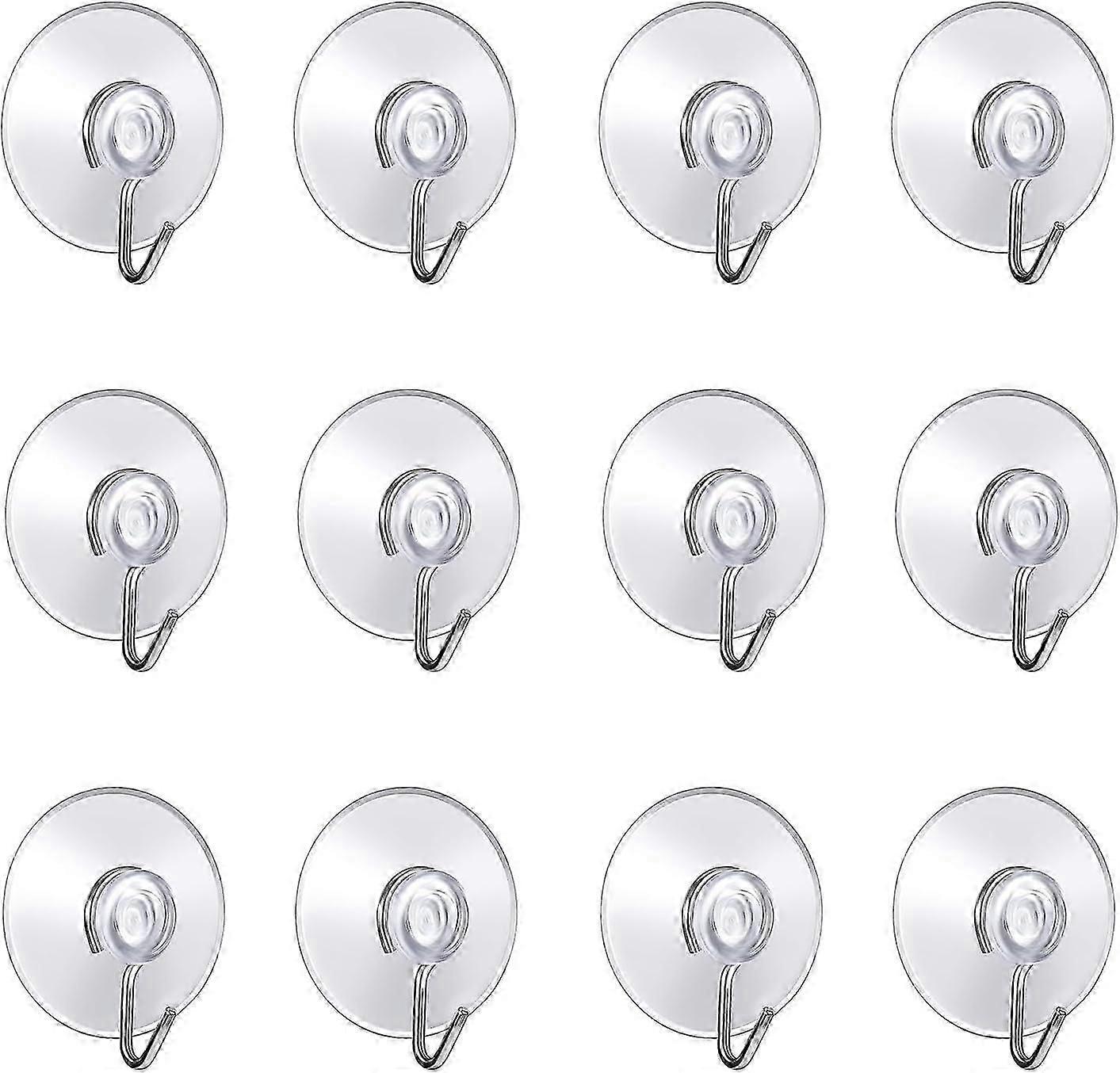 12-Pack Small Plastic Suction Cup Hooks - Practical Storage Solution for Bathroom & Kitchen