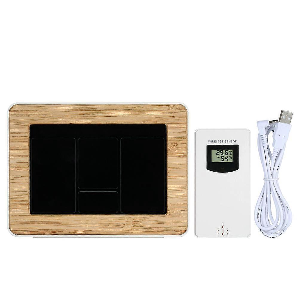 FanJu Wireless Color LCD Weather Station Alarm Clock Indoor Outdoor Thermometer Hygrometer Barometer with Lunar Phase Display Snooze Function
