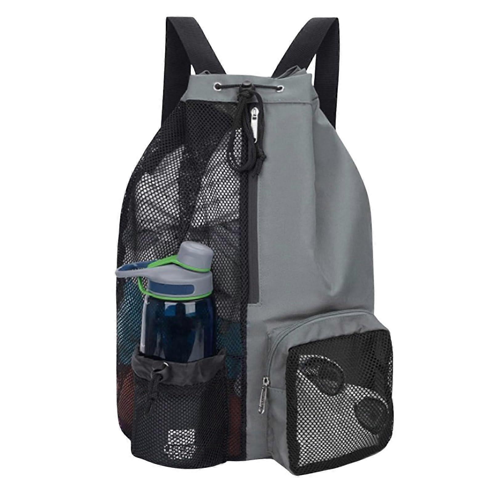 Backpack with Drawstring, Waterproof Swim Bag with Wet Compartment, Large Storage Space, Lightweight, Sport Gray