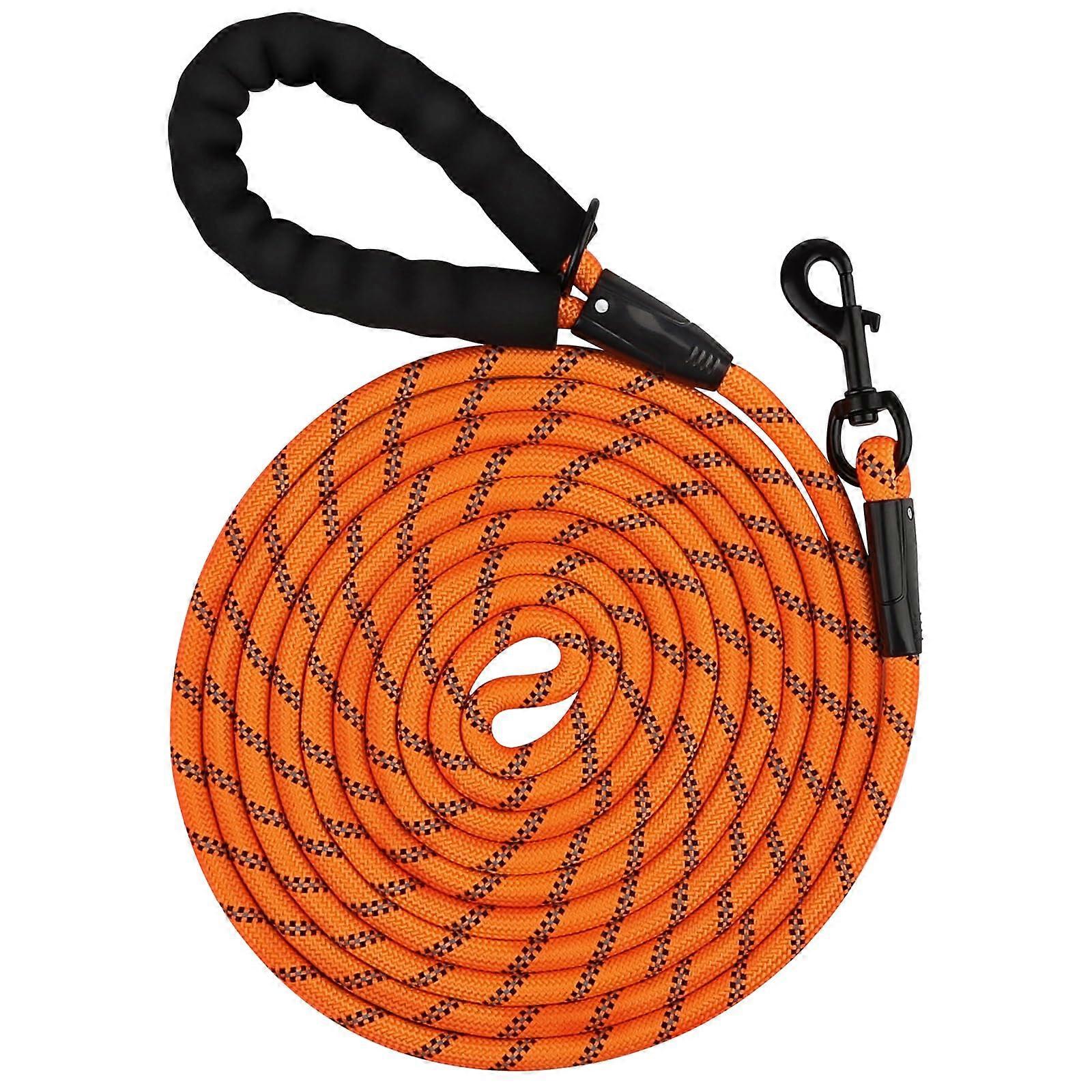 Padded Handle Dog Leash, Reflective Rope Leash, 4.5m Training Lead, Durable Dog Leash for Walking and Training (Orange)
