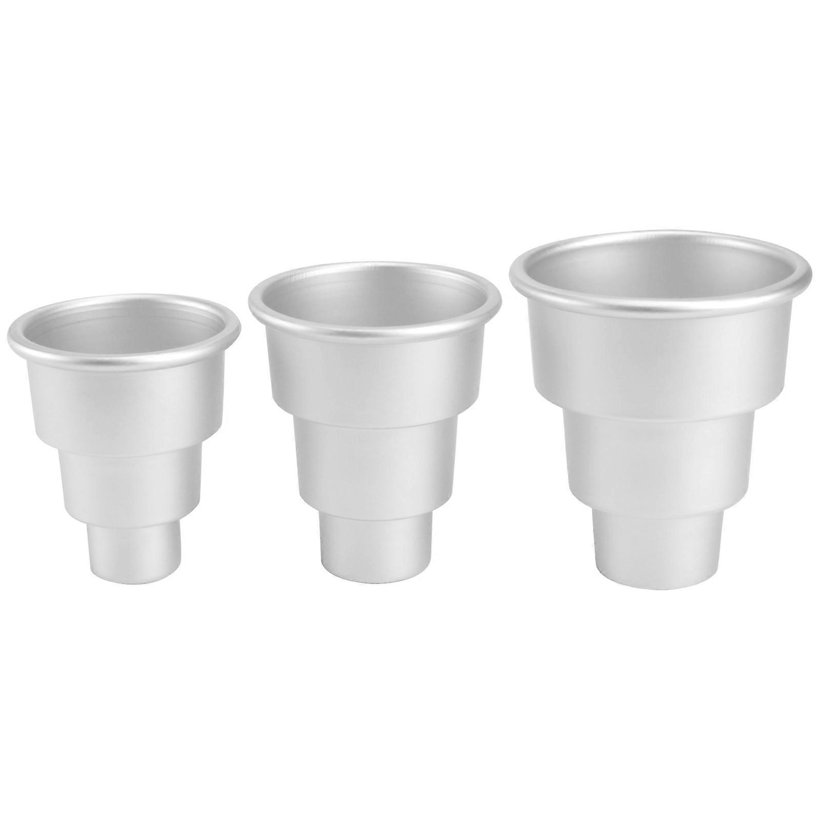 3pcs Round Cake Molds   Decorative Pudding & Baking Pan Set for Home & Professional Use   Silver   Small, Medium, Large   Ideal for Cakes, Cupcakes,