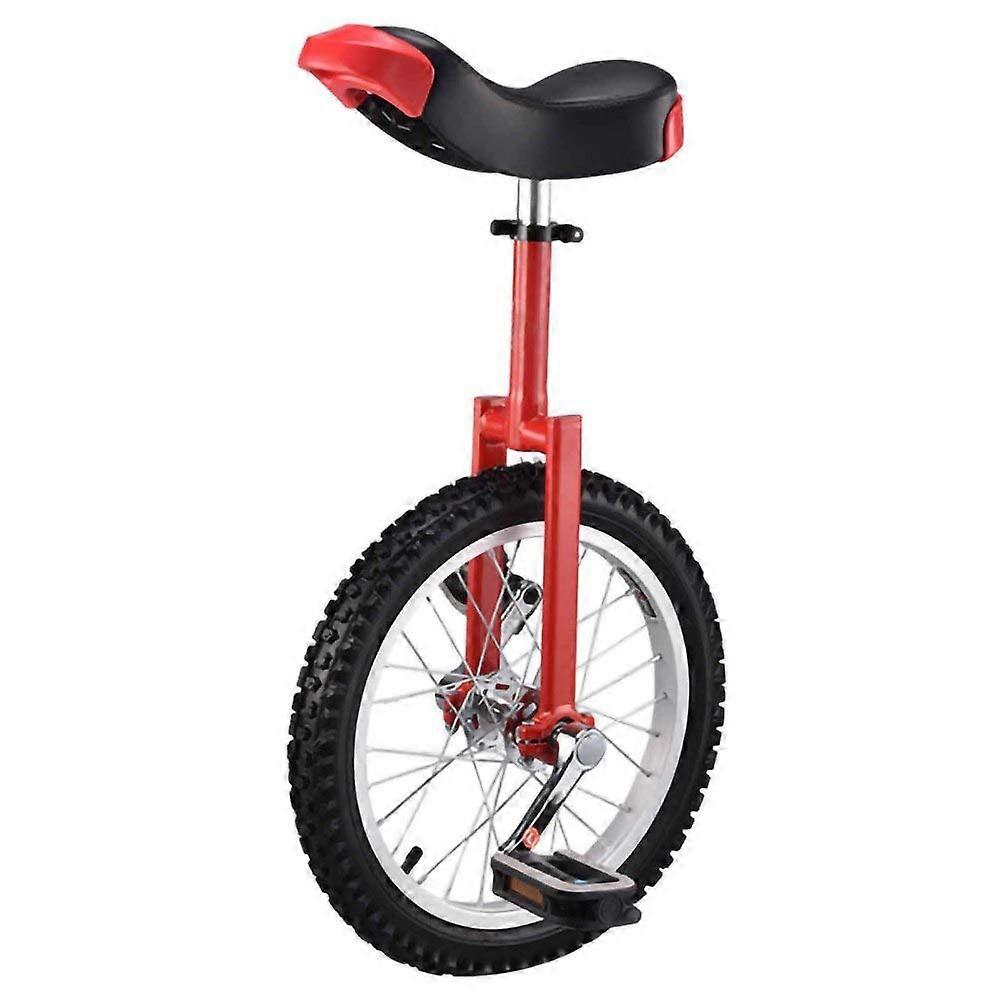 Unicycle 16 Inch Height Adjustable for Children & Beginners, Red Balance Cycling Exercise for Teenagers
