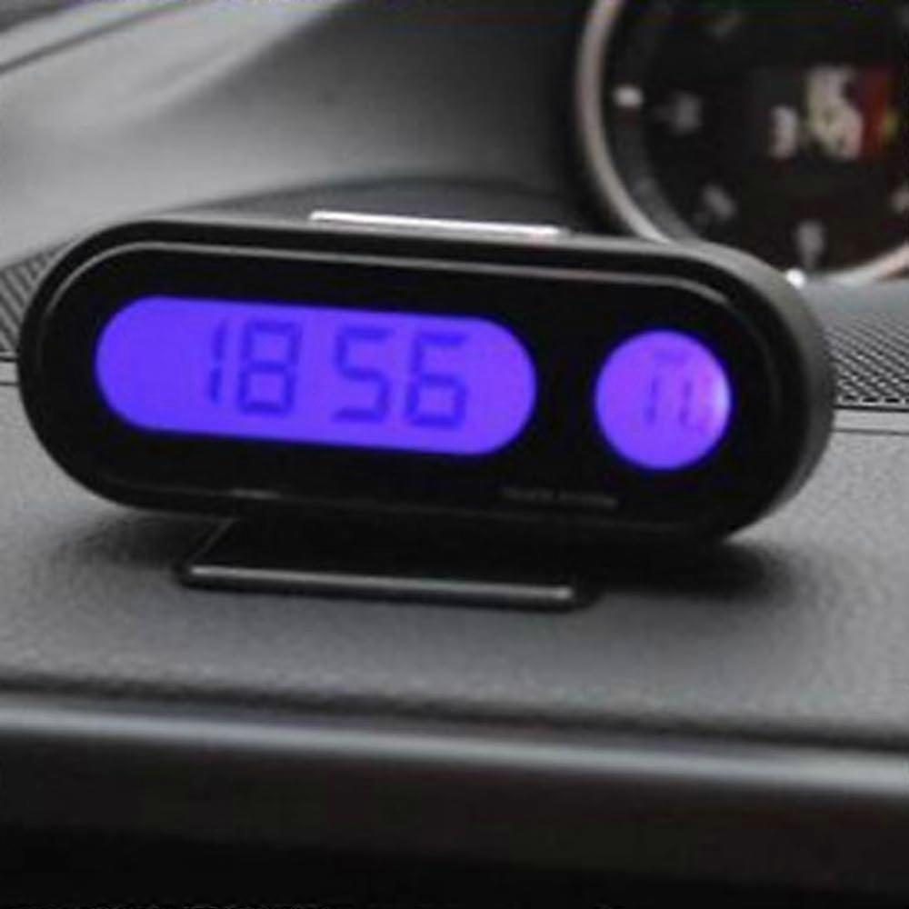 Car 2in1 Electronic Clock Thermometer Digital LED Display Blue Light Dashboard Universal Car Thermometer Clock