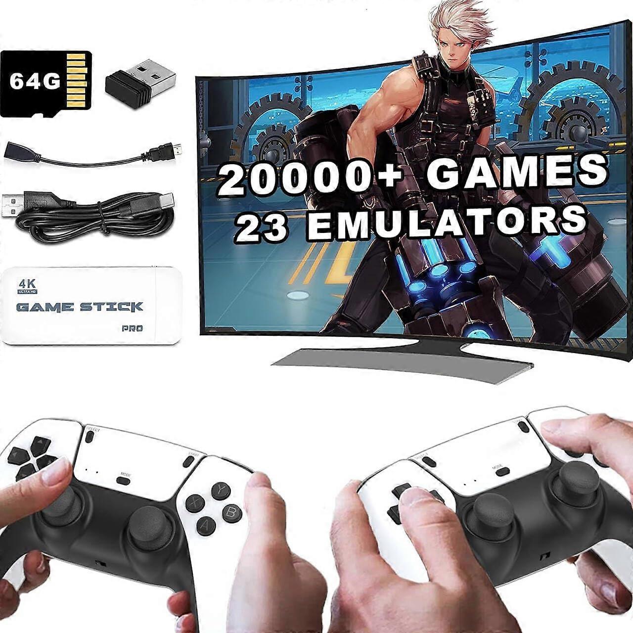 Draadloze Retro Game Console, 4K HDMI-uitgang Plug and Play Retro Video Games voor Tv, 20.000+ Games, met Dual 2.4G Wireless