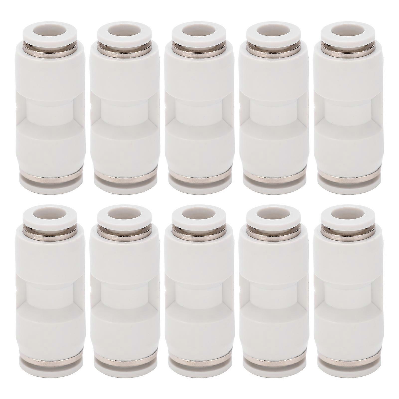 10Pcs Straight Reducing Connector Quick Release Pnuematic Air Hose Reducer Tube Fittings WhitePG16-12