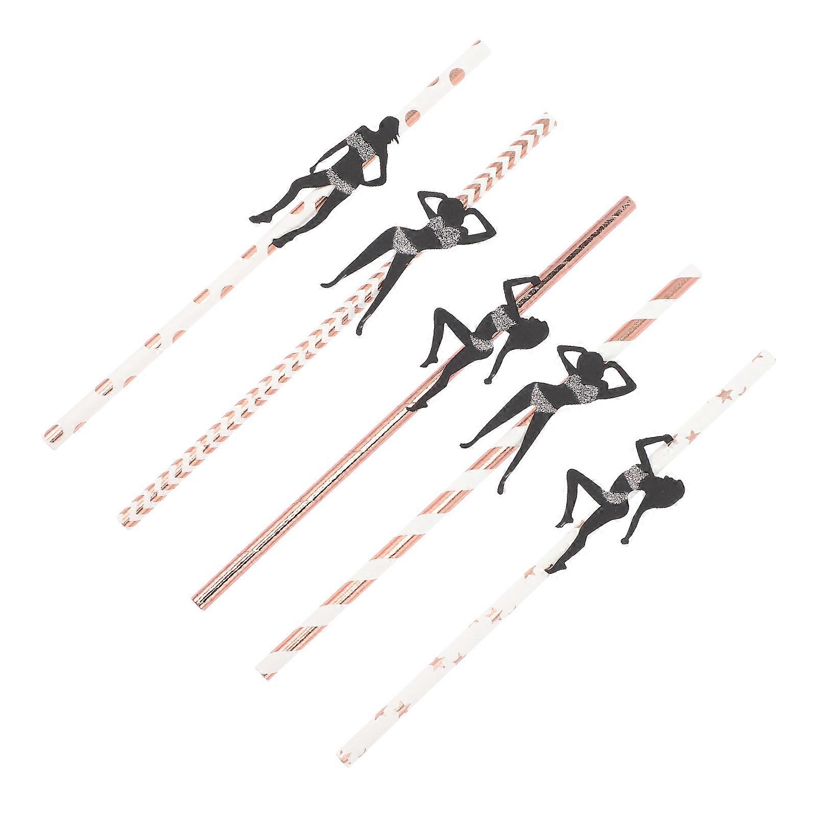 独身パーティーアクセサリーストローダンス女性ブライダルシャワー好意19.7x0.6cmローズゴールド24個