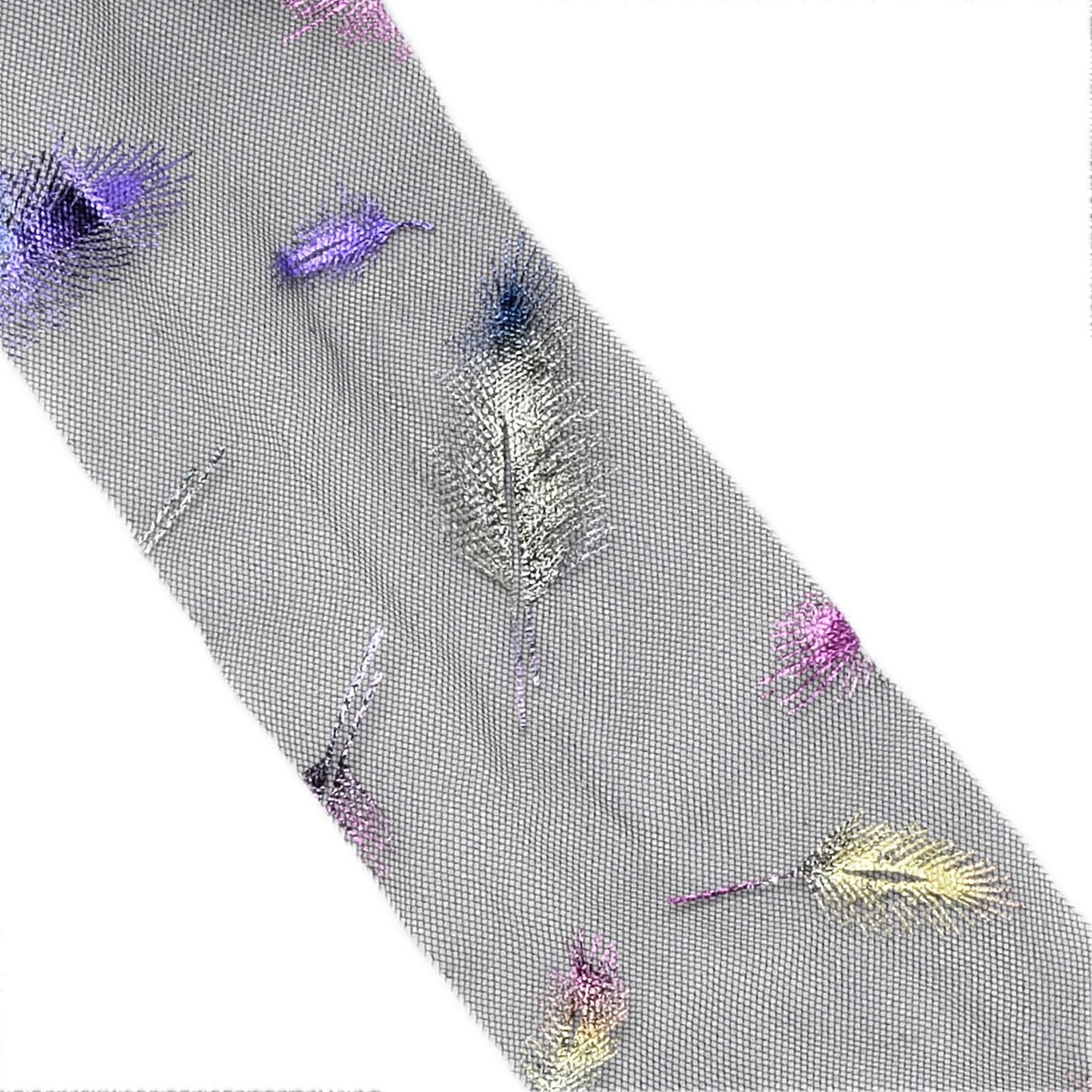 2Pcs Tulle Rolls 25 Yards Gradient Colorful Feather Pattern Bronzing Mesh Decorative CraftsBlack