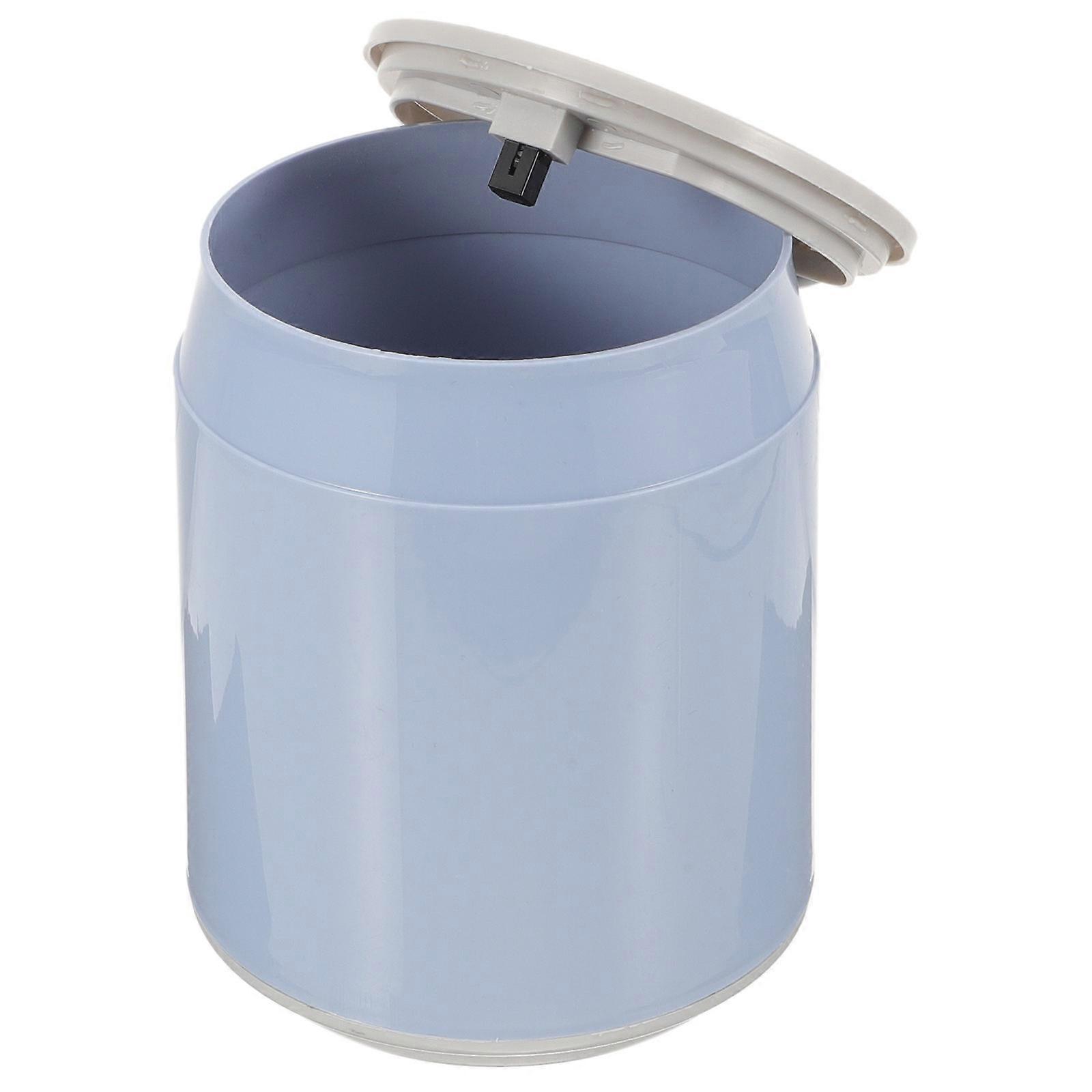 Blue Mini Trash Can with Lid for Desk Made of Plastic Suitable for Bedroom and Office Storage Use 3.5 Inches
