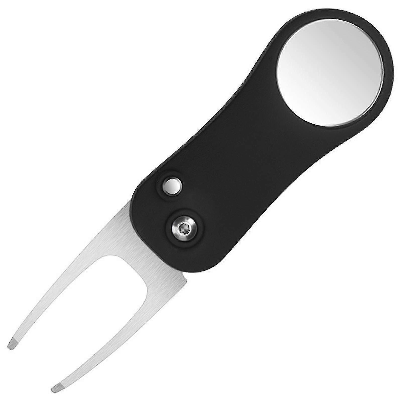 Putting Green Fork Foldable Mark Position Stainless Steel Portable Divot Tool For OutdoorBlack