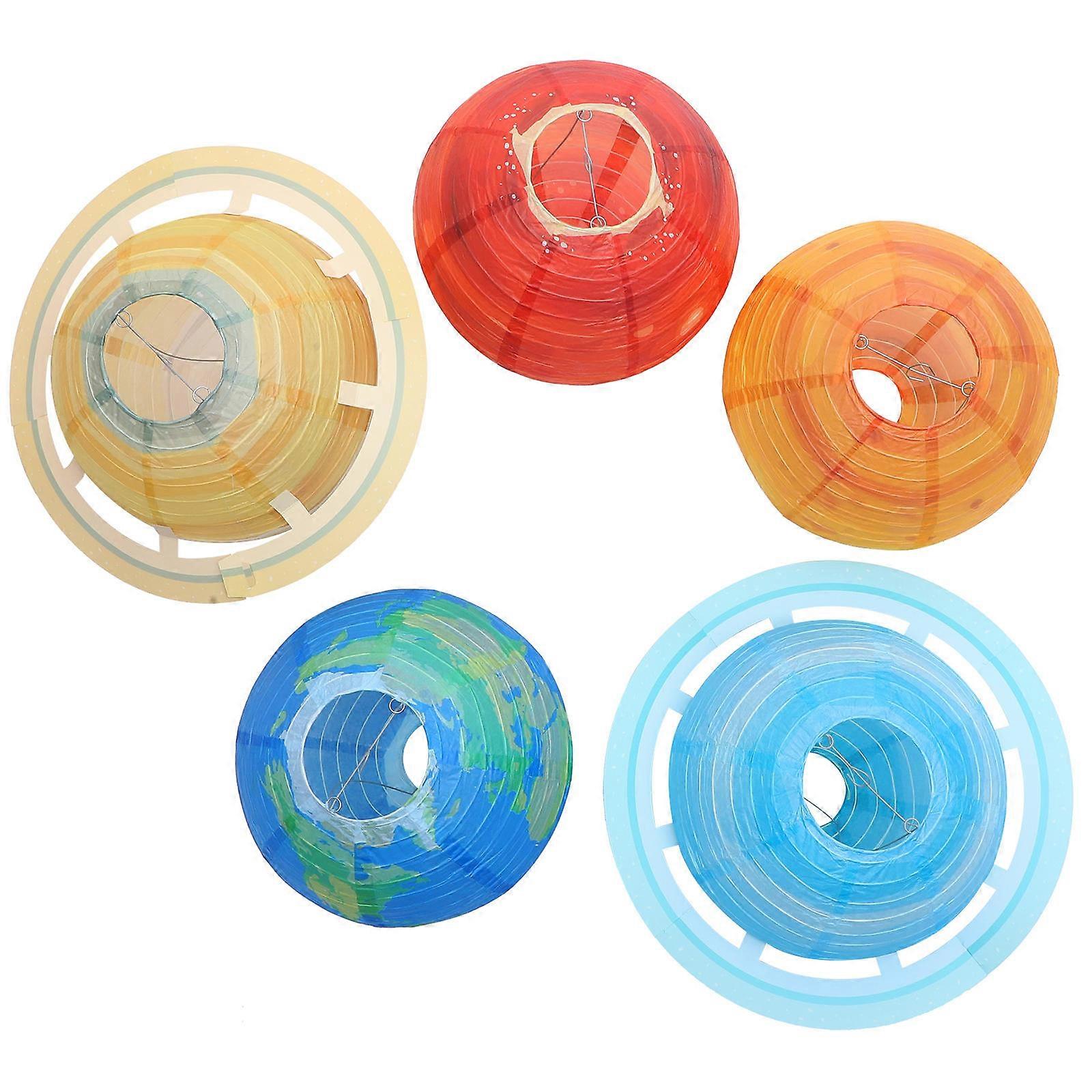 Solar System Paper Lanterns for Decor 5 Pieces Assorted Color Strong Durable for Kids Parties 7 Inch