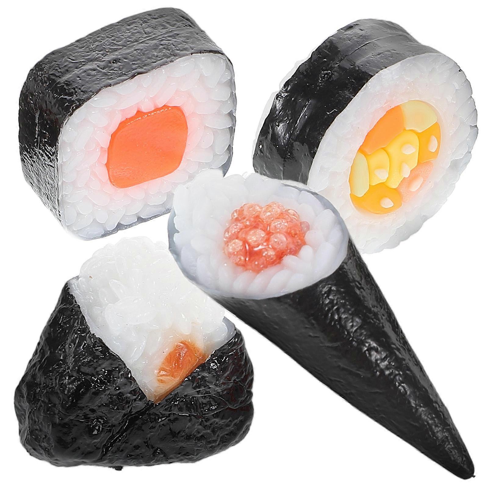 Sushi Models Simulation Onigiri Model Artificial Food Model Photo Props Square Shape 4Pcs