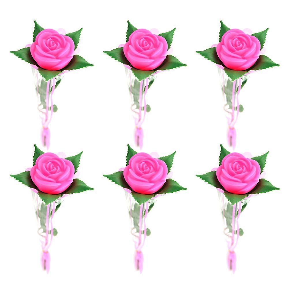 Colorful Luminous Rose Valentine's Day Decoration 6Pcs Romantic Plastic Ornaments