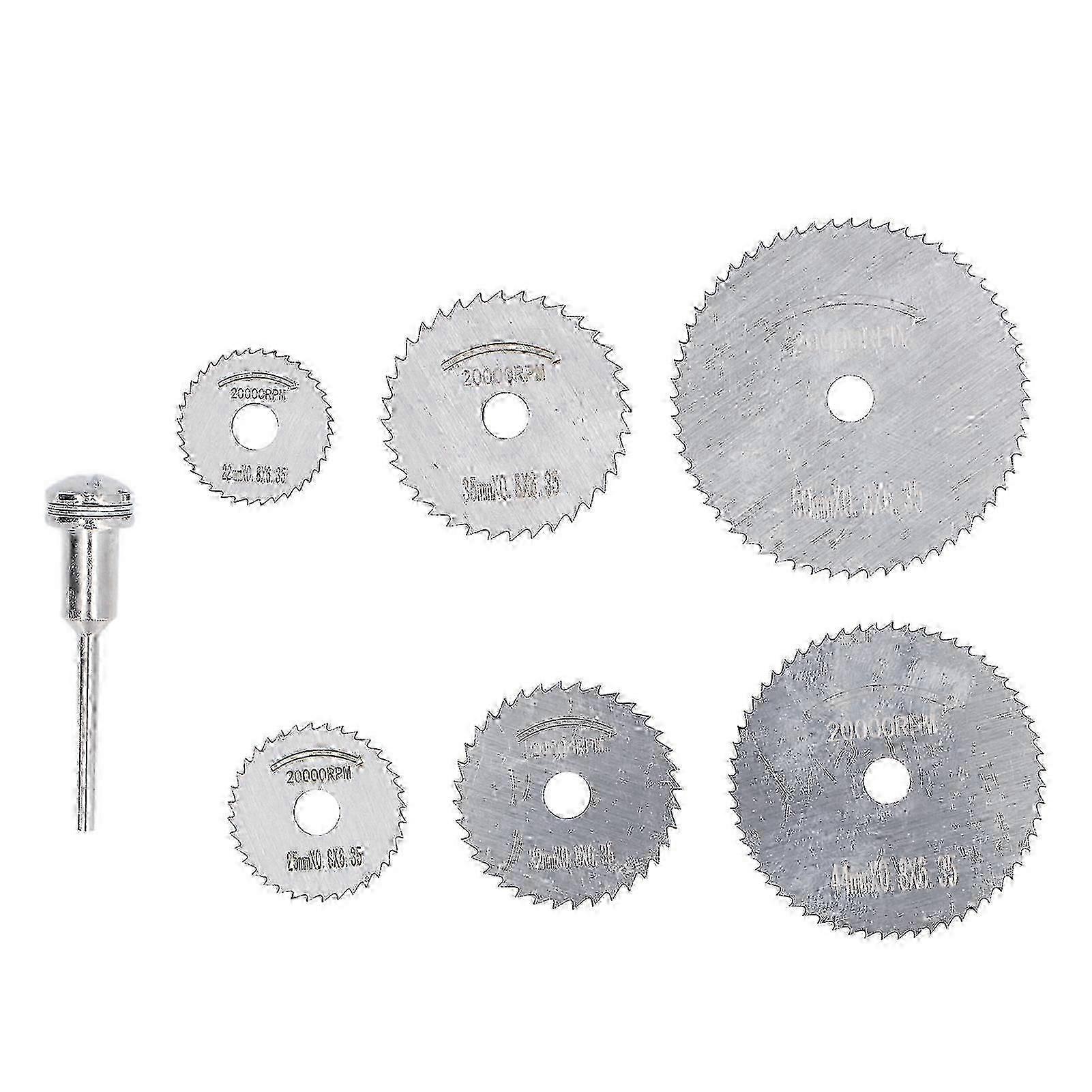 7-Piece High-Speed Steel Mini Saw Disc Cutting Wheel Blade Tool Set - Circular Cutter Kit for Precise Cutting Applications