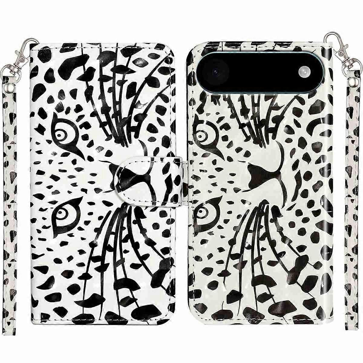 For iPhone 17 Air Wallet Case 3D Pattern Printed Leather Phone Cover with Strap