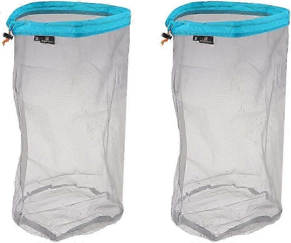 2-Pack Reusable Mesh Storage Bags Sliding Drawstring for Toys, Food & Camping (Green)