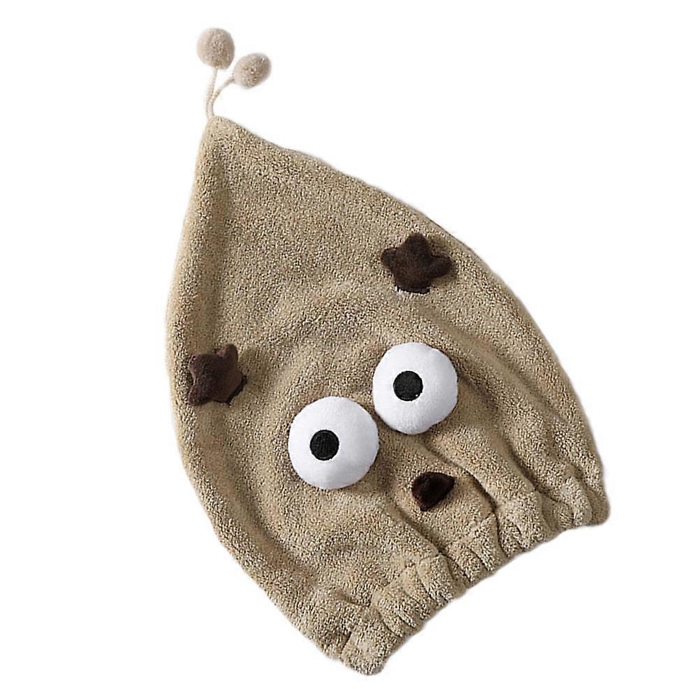Kid's Hair Towel Three-Dimensional Cartoon Bathing Cap Coffee Color 30X21CM Face Washing 1Pack