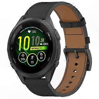 18mm Leather Watch Band with Press Button for Garmin Forerunner 265S-Compatible