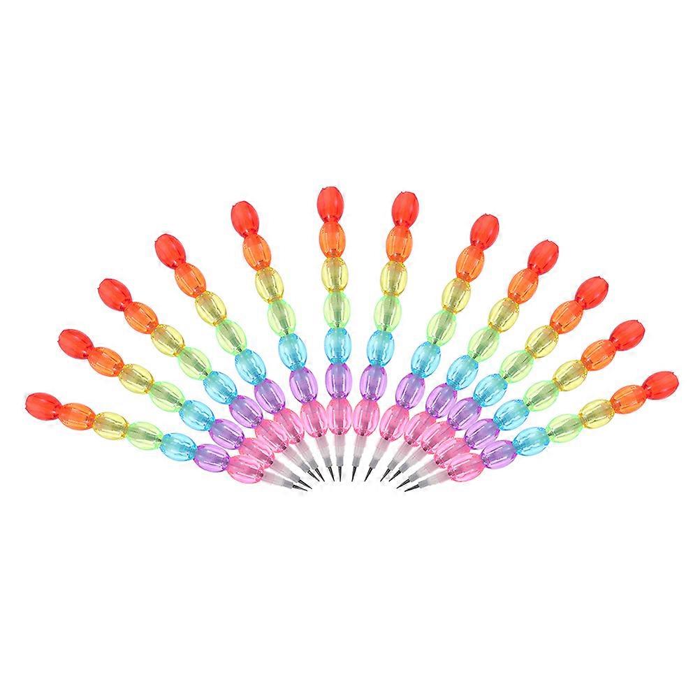 12pcs Colorful Stackable Pencils for Drawing, Sketching & Homework – Fun Educational Writing Tools