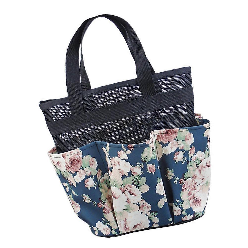 Foldable Bath Shower Tote Bag, Portable Mesh Organizer for Travel Gym Home Use, Navy Blue