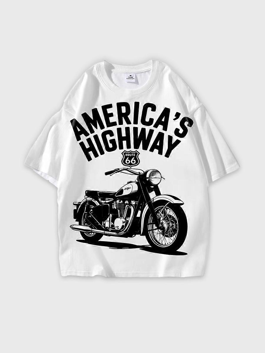 T-shirt round neck Pattern loose short sleeve E356