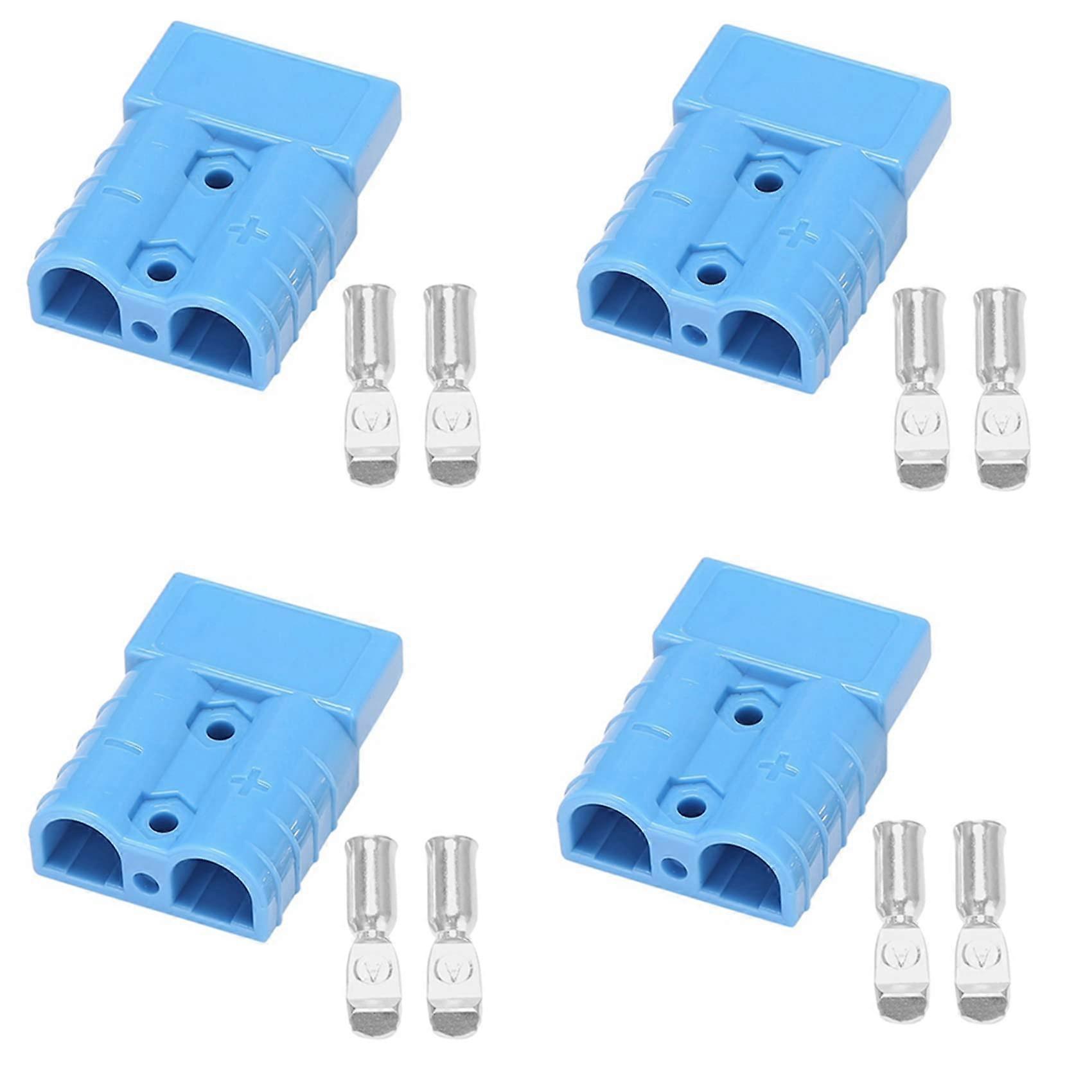 4 x Anderson Style Connector 50A 600V 612AWG Power Tool AC/DC Plug 6AWG Plated Terminals Blue