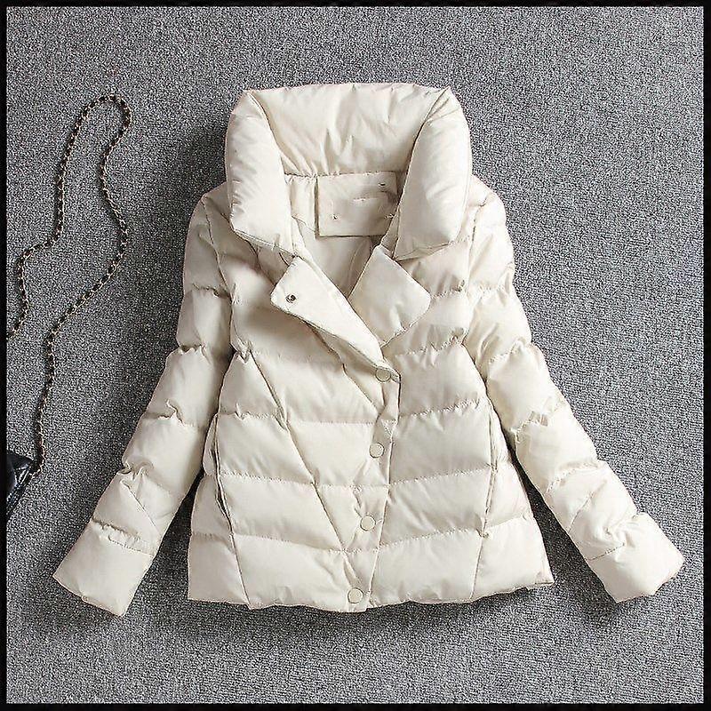 Fashionable Korean-style Thick Cotton Jacket with Short Length and Stand Collar for Winter