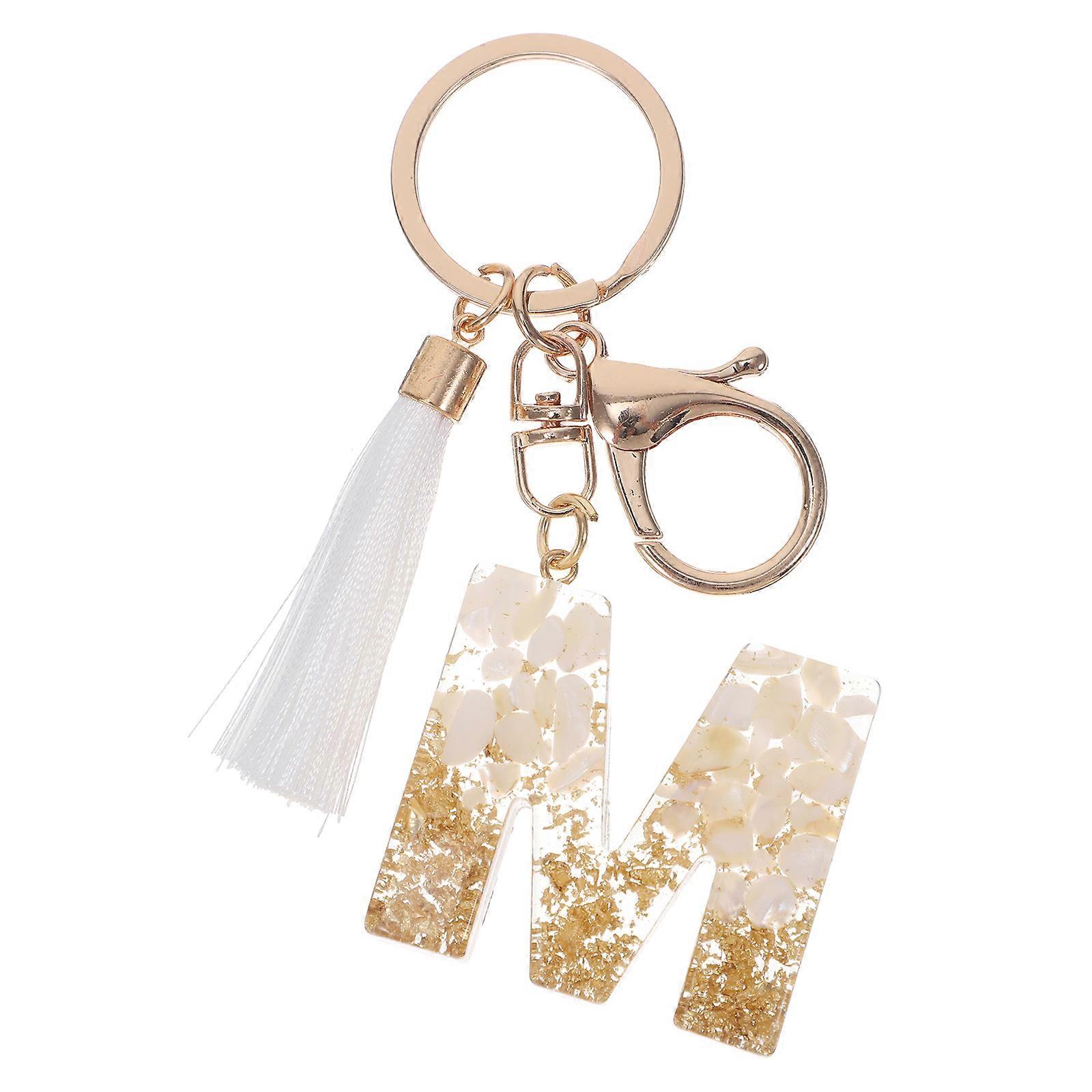 Golden Resin Initial Letter Keychain for Decor Lightweight and Eye Catching 0 5 inch