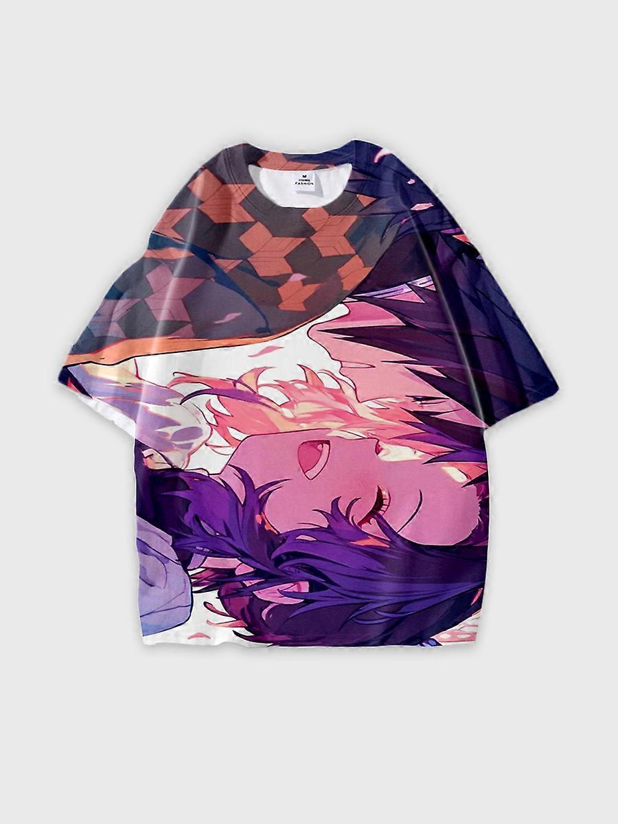 T-shirt round neck Character Pattern loose short sleeve P638