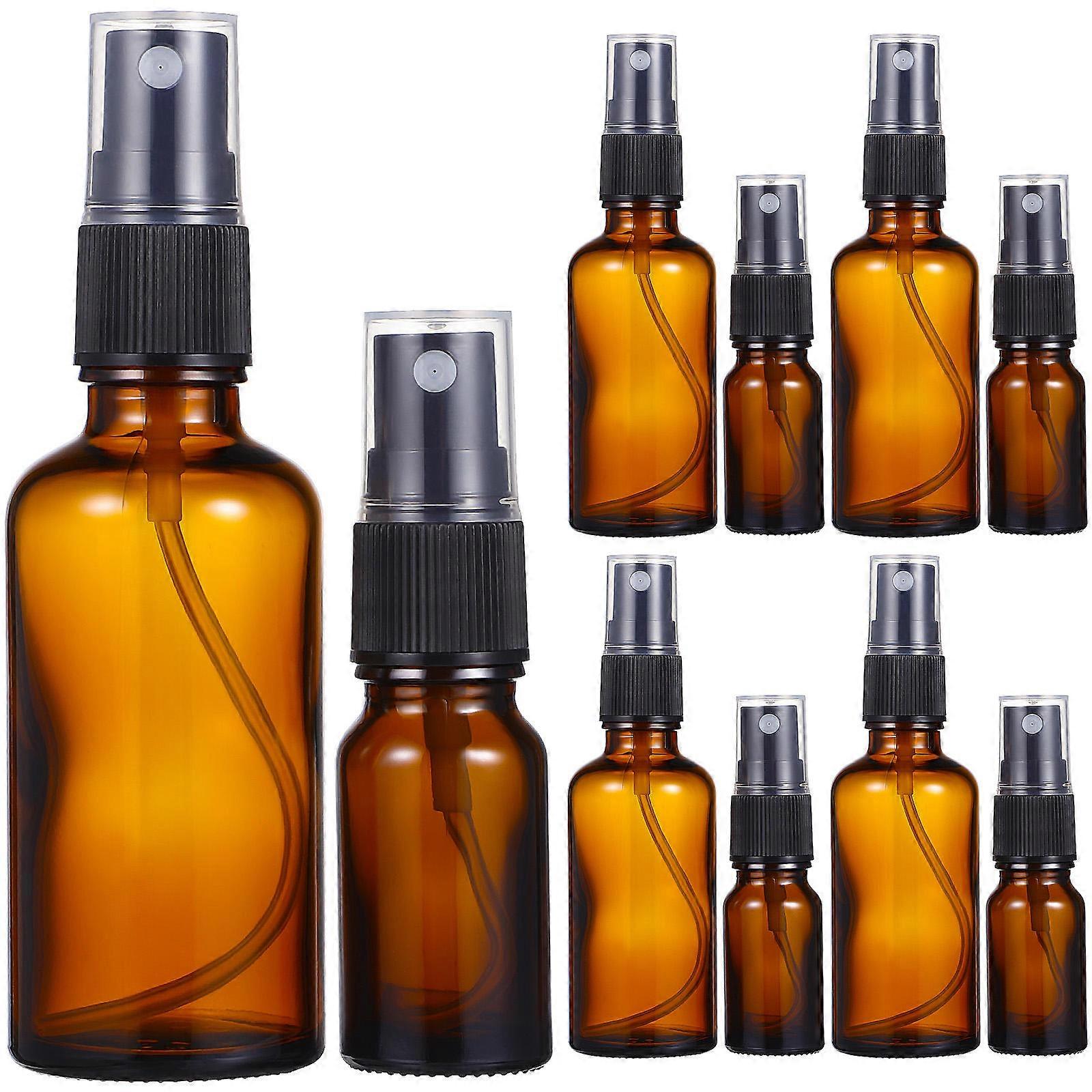 Small Spray Bottles 10Pcs Brown Glass Refillable Essential Oil Storage Compact Travel Use Containers