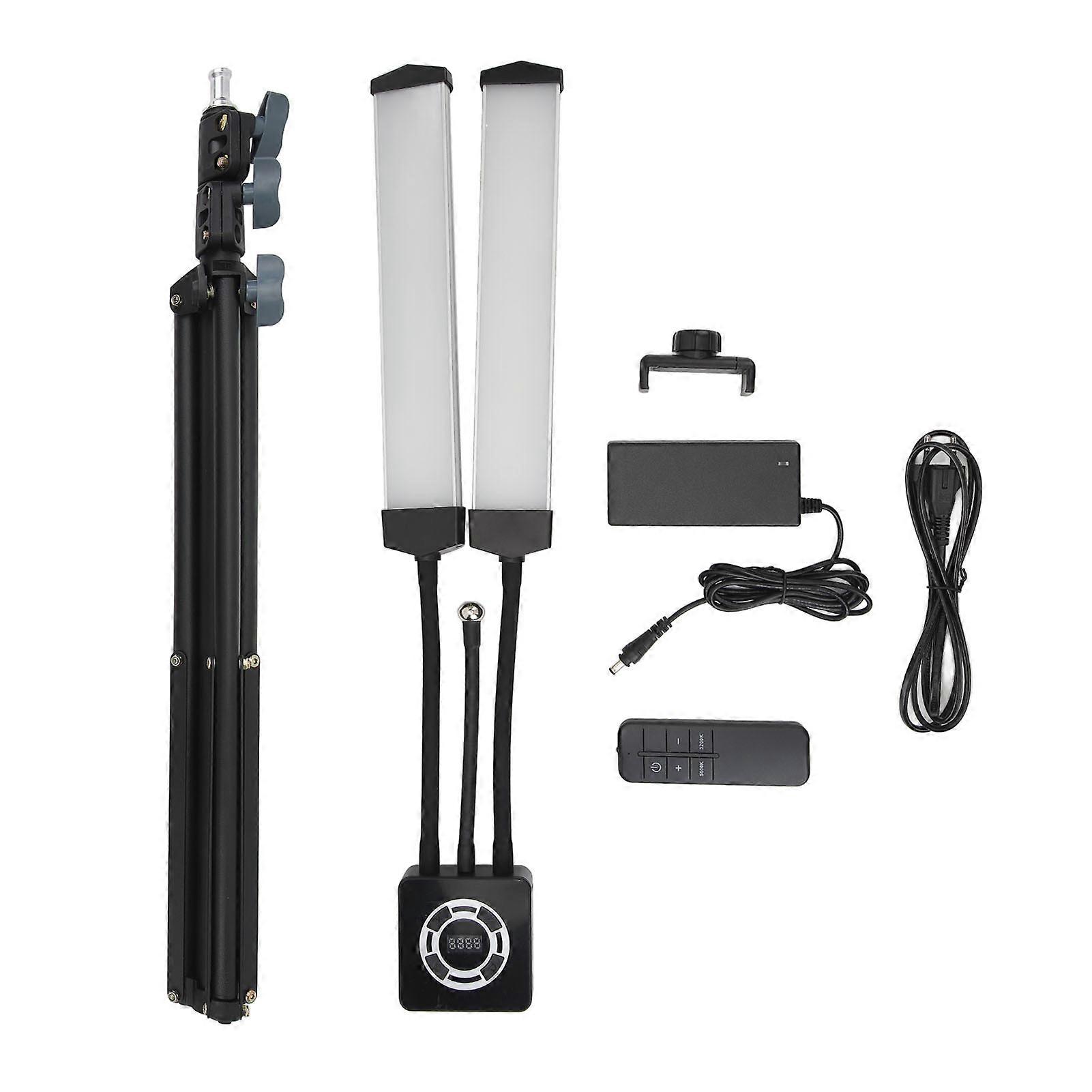 40W Dual Arms LED Fill Light with Phone Holder 3200K‑5600K Foldable 100V‑240V 3 Modes LED Stick Fill Light for Live Video Photography EU Plug