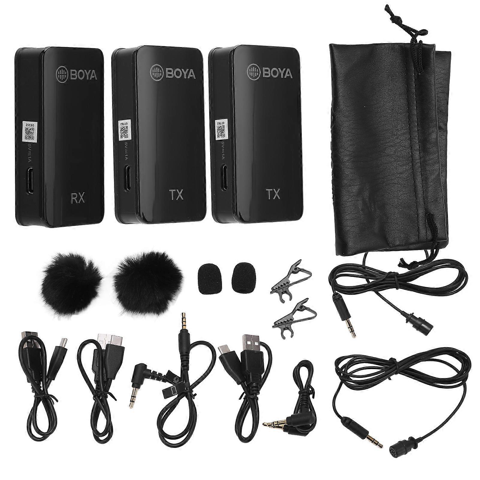 2.4GHz Dual Channel Wireless Microphone System with Display Real Time Monitoring Clip On Microphone Kit