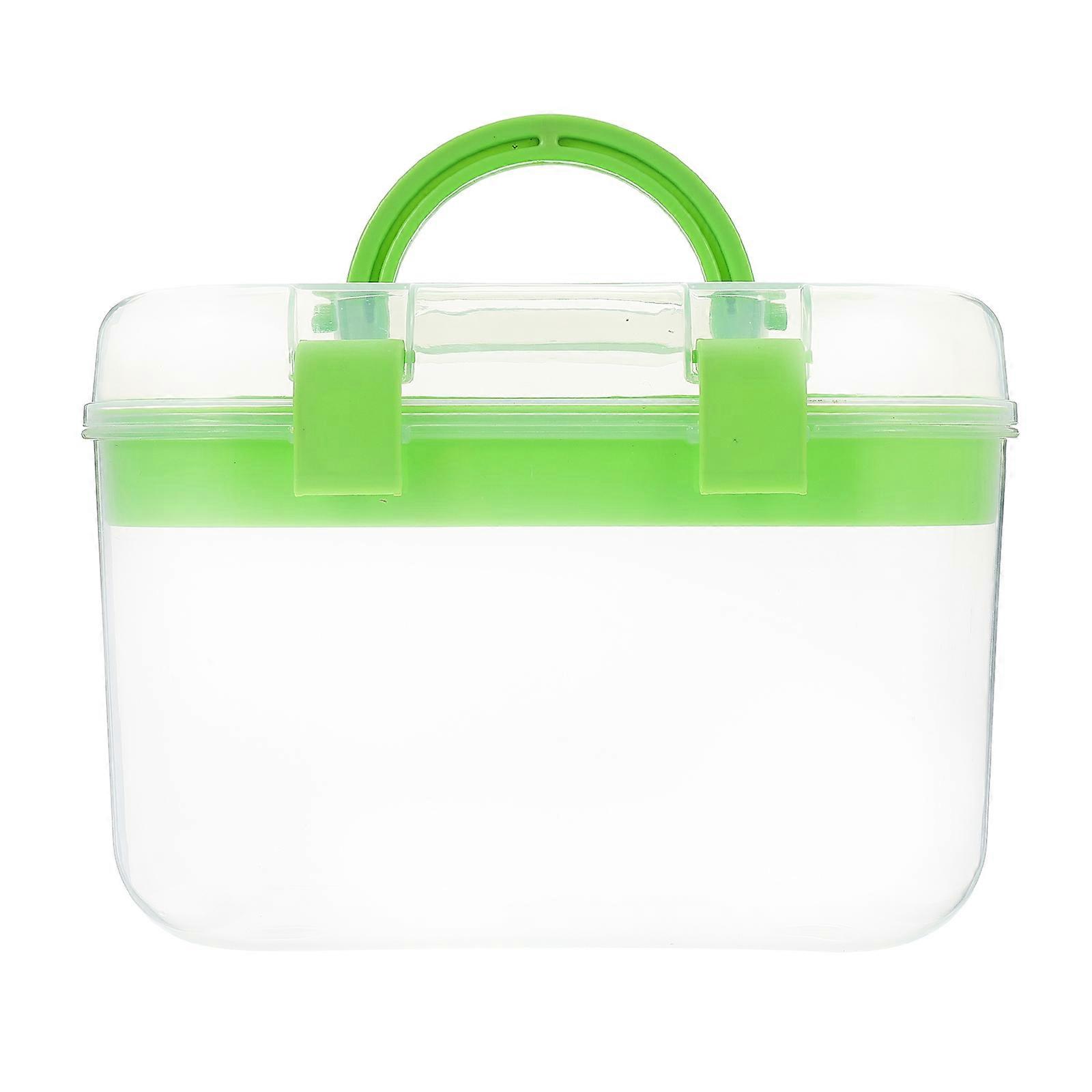 Green Portable Medicine Storage Case Double Layer Design Multipurpose Storage Box for Home School 11.5x8x5.5 inches