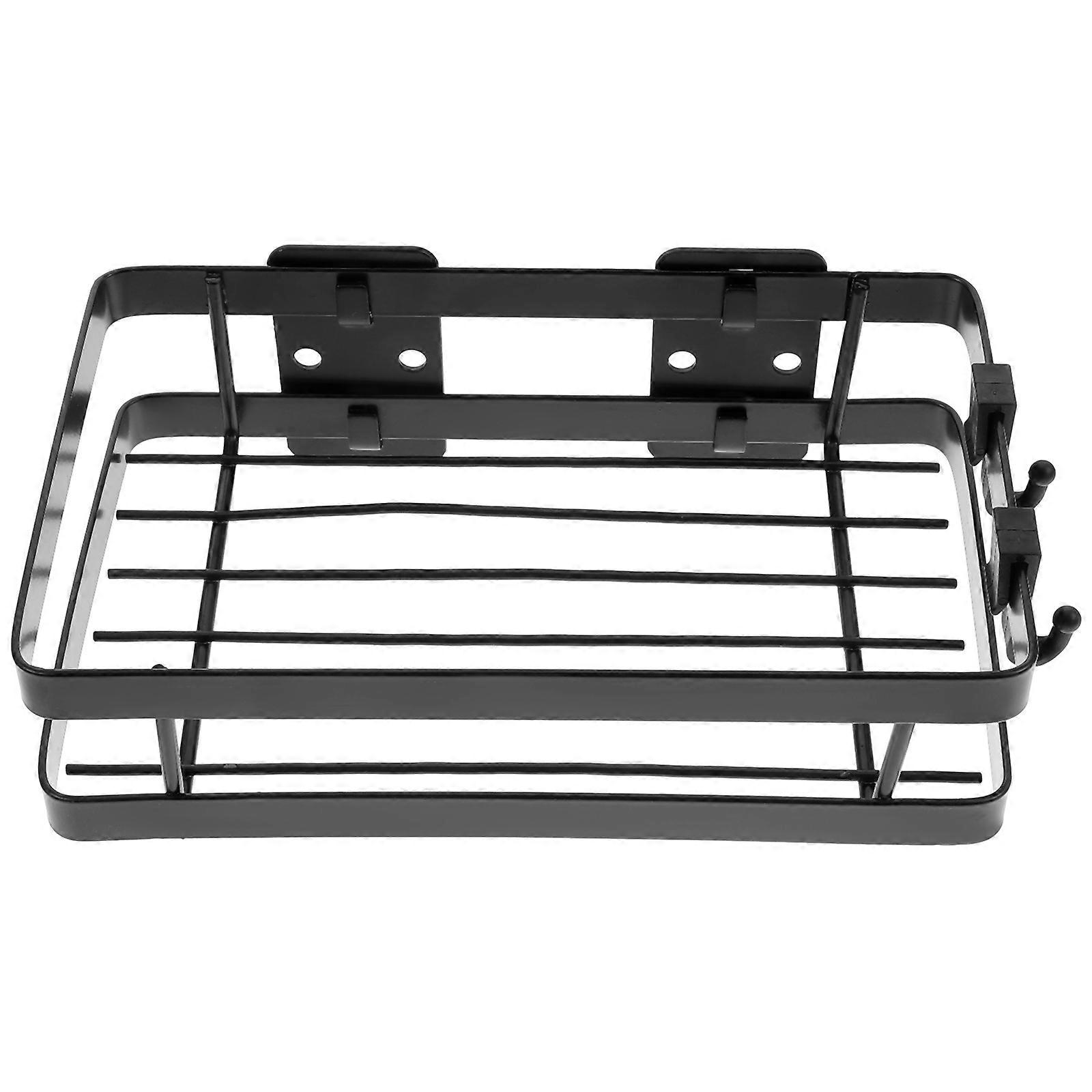 Hanging Shelf For Bathroom No Punching Wall Hanging Seasoning Rack Black 20x12x6cm 1Pc