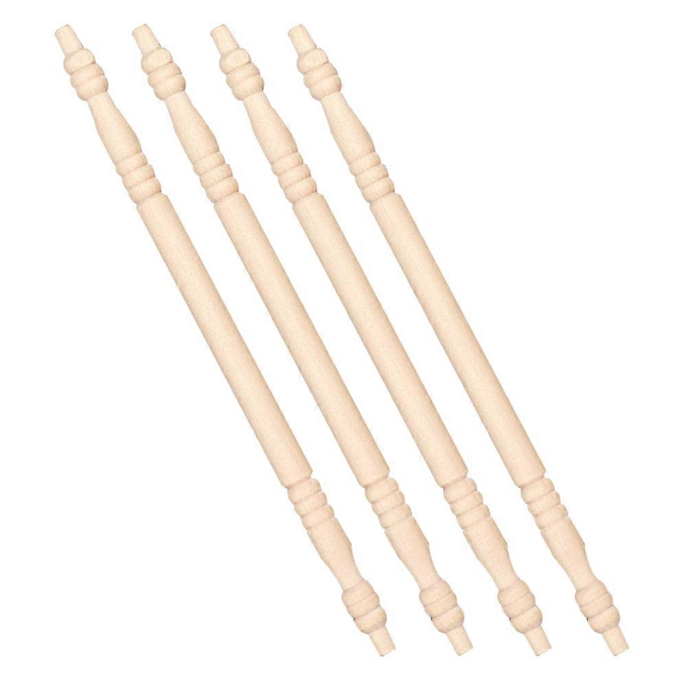 Mini Wooden Pillars for Dollhouse Decoration Beige Birch Mini House Accessories 4pcs