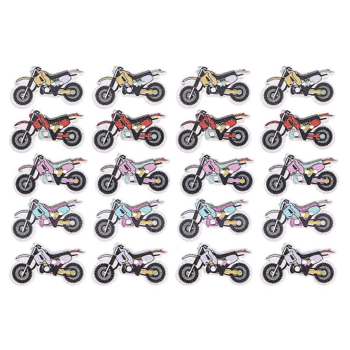 Bottoni per motociclette, 50 pezzi, in legno, con motivo colorato, resistenti, per decorazioni artigianali fai da te
