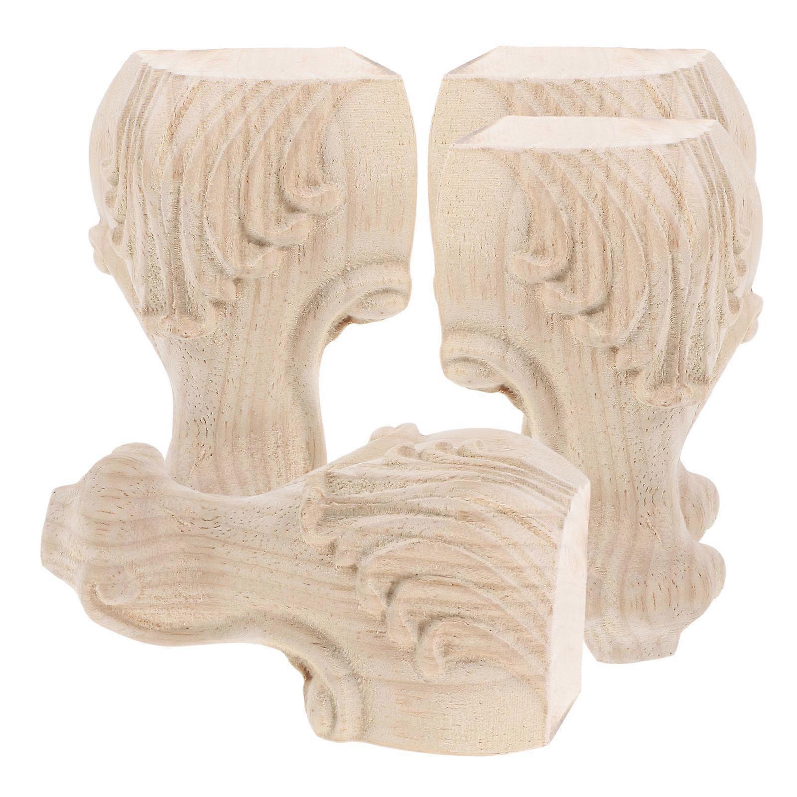 Natural Wood Furniture Legs For Upgrade Projects In Khaki Color 4Pcs Versatile Support