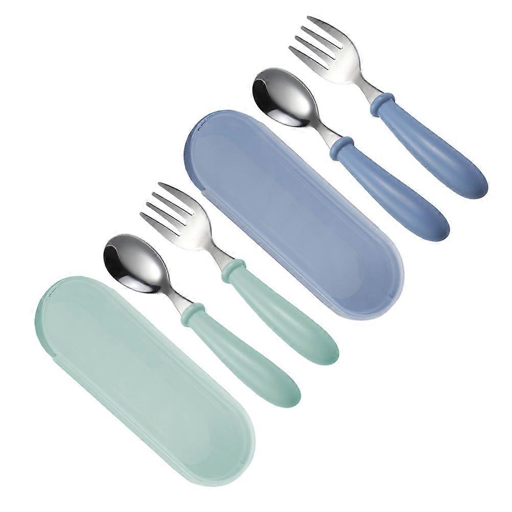Childrens Utensils Set 2 Sets Cartoon Tableware Kits Suitable For Kids Everyday Use Features Safe Eating And Self-Feeding