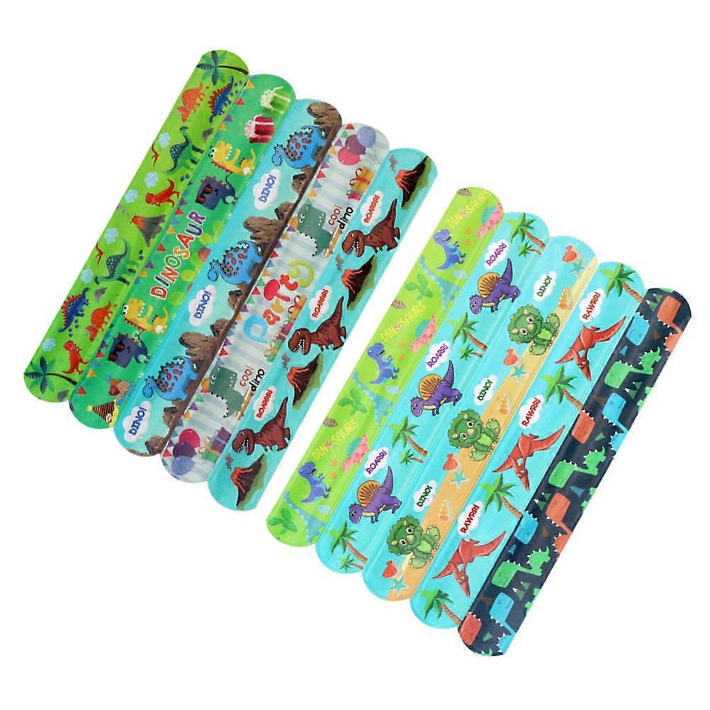 Slap Bracelets Dinosaur Theme Bracelets for Decoration 50Pcs Assorted Color PVC