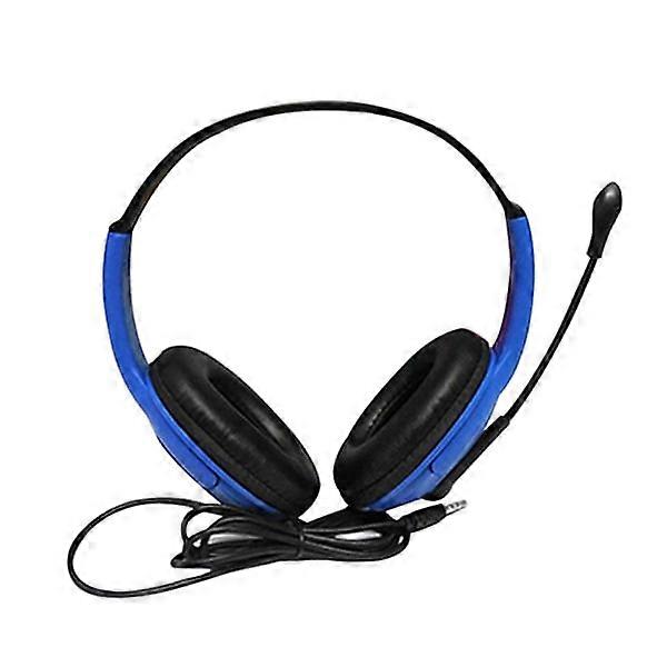 3.5mm Universal Wired Headphone with Head-Mounted Gaming Headset with High Clarity Microphone for Computer (Blue)