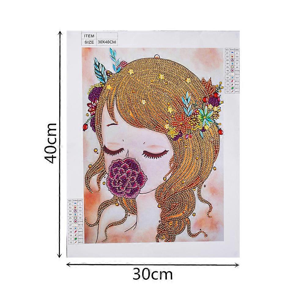 5D Hand Painted Picture Flower Cross Sewing Kit Home Decoration Beautiful Fairy Special Shaped Embroidered Picture